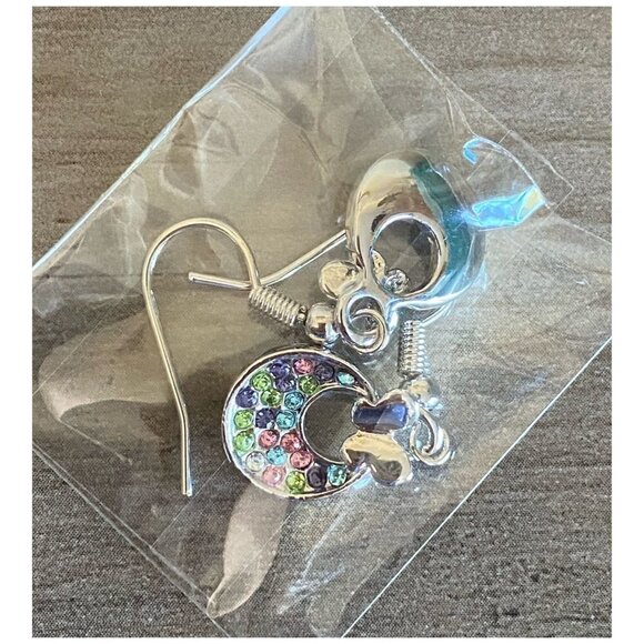 NEW Boho Festival Austrian Imitation Rainbow Crystals Butterfly Dangle Earrings - Picture 6 of 6